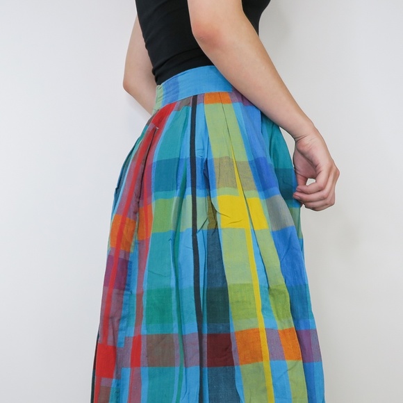 Vintage 80s Razzle Me Plaid Button Front Schoolgirl Skirt - Picture 4 of 4